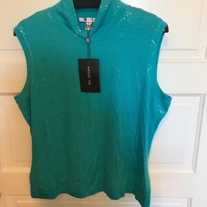 St John Knits Antigua Sleeveless Top Cami Sequins  Size L NWT